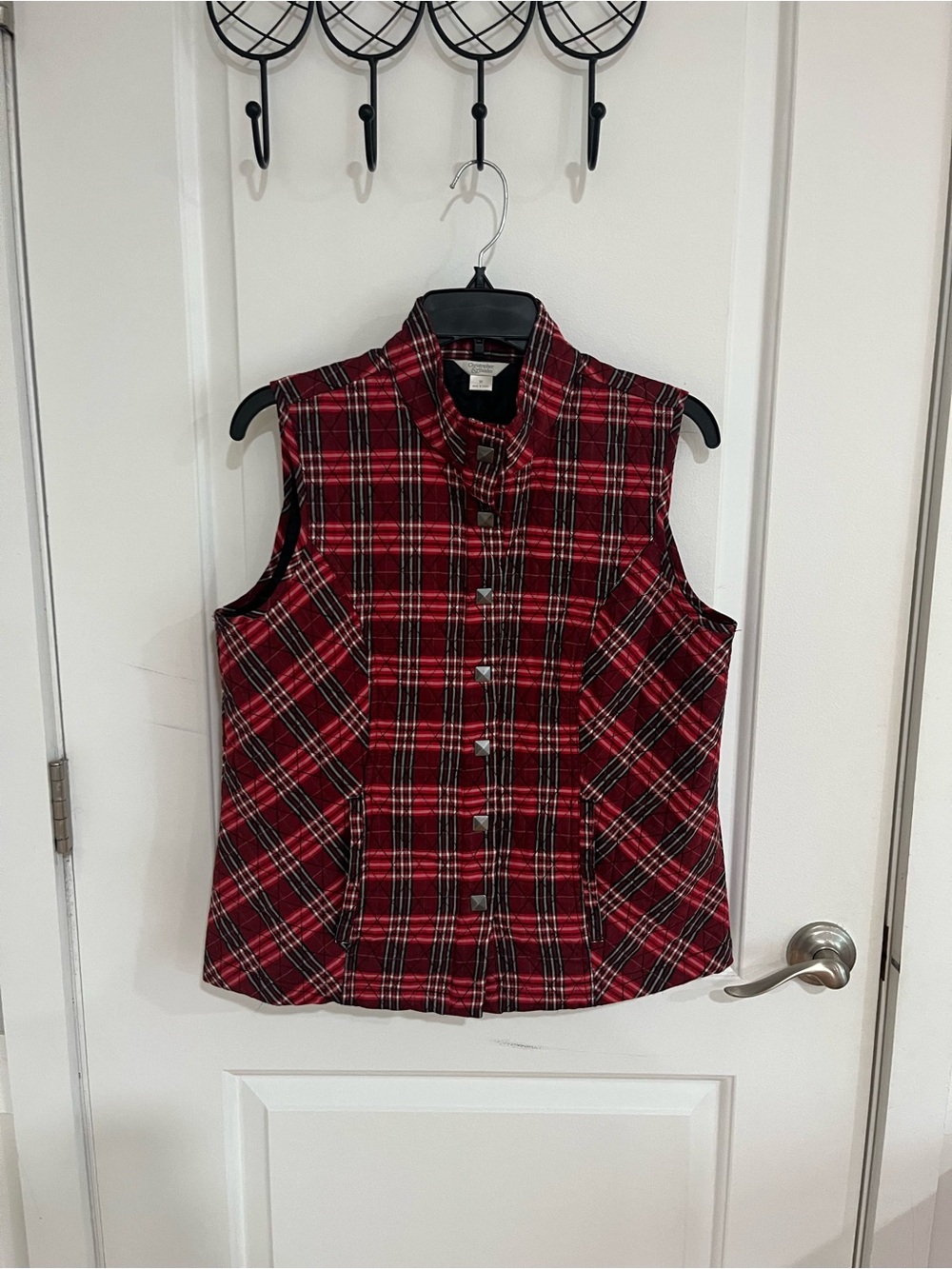 Christopher & Banks Red and Black Plaid Quilted Jacket